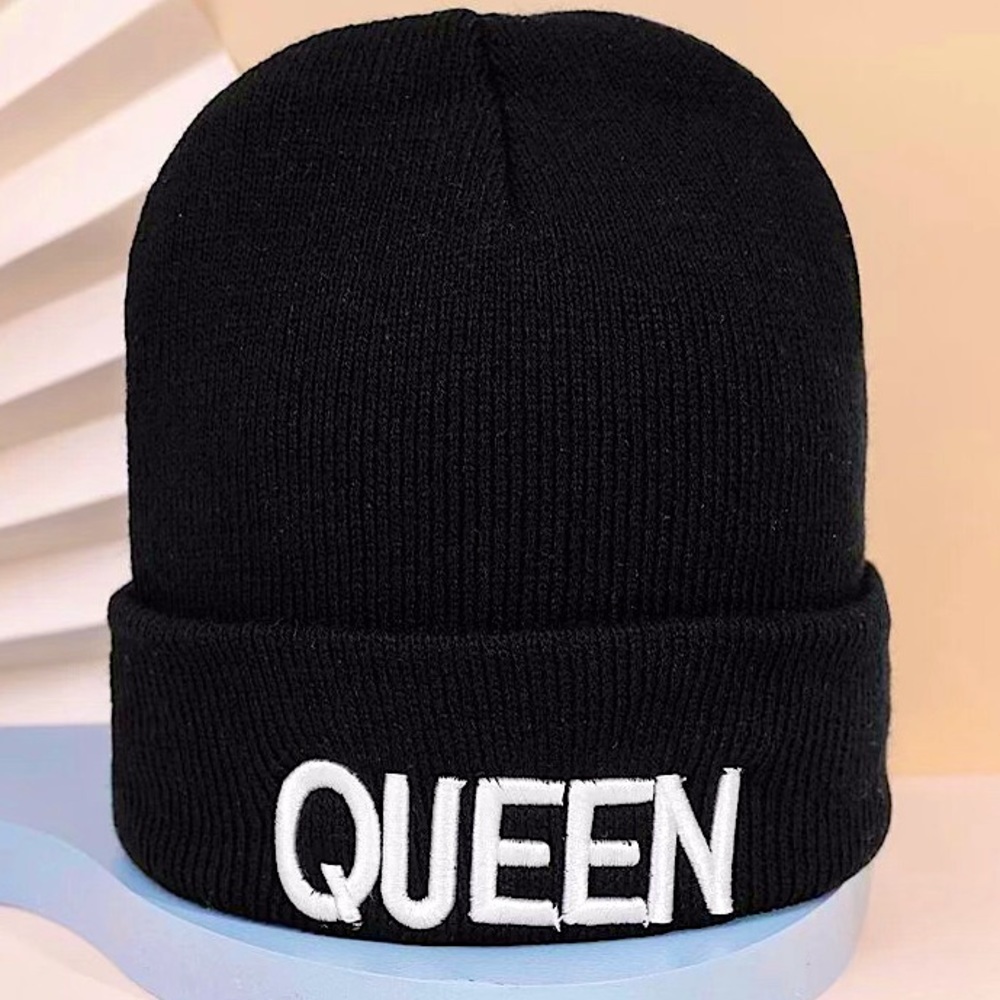 NEW QUEEN 👑 Embroidery luxury Cuffed Toque Beanie
